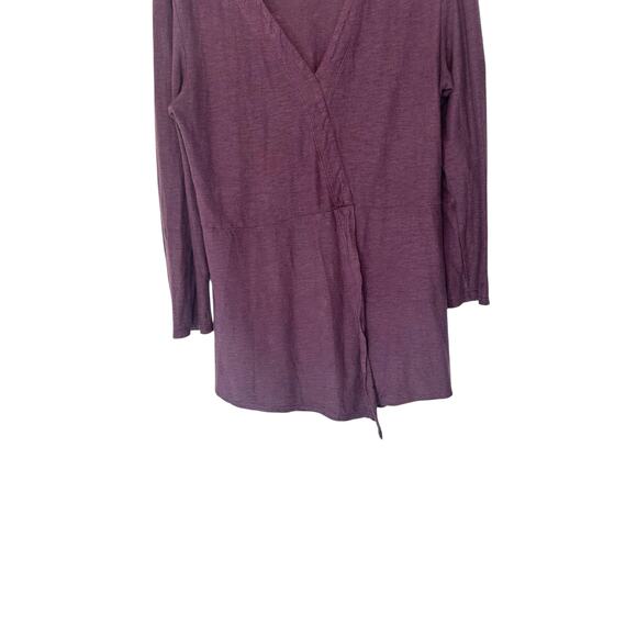 Cut Loose Top‎ Purple V-Neck 3/4 Sleeve Linen Cotton Jersey Tuck Front Medium - Picture 7 of 13
